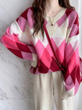 Hanna Argyle Slouchy Drop Shoulder Sweater - front view