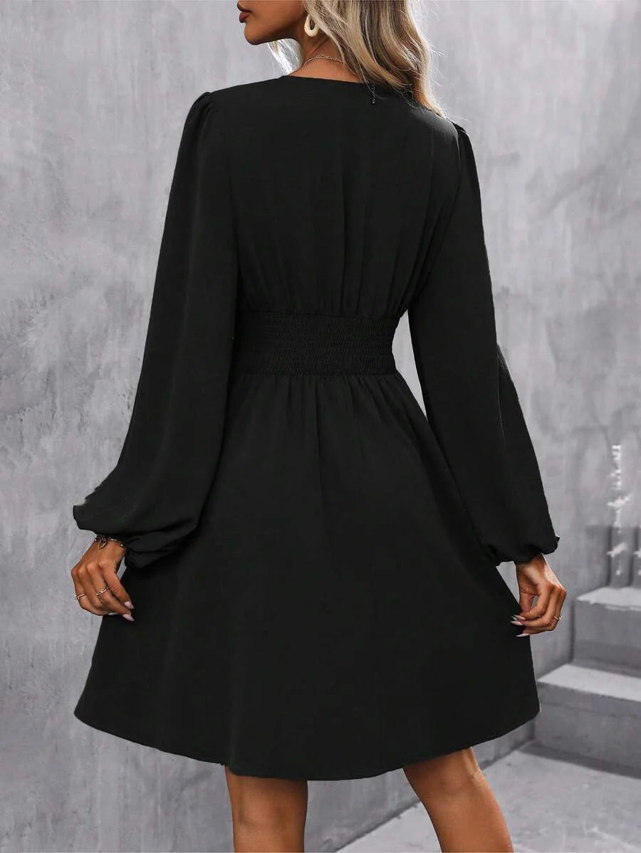 Vivian V Neck Ruched A Line Dress - view 2