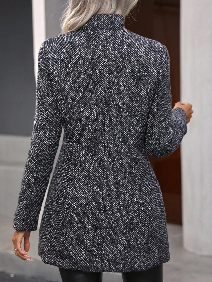 Eva Textured Open Front Collared Longline Overcoat - view 7