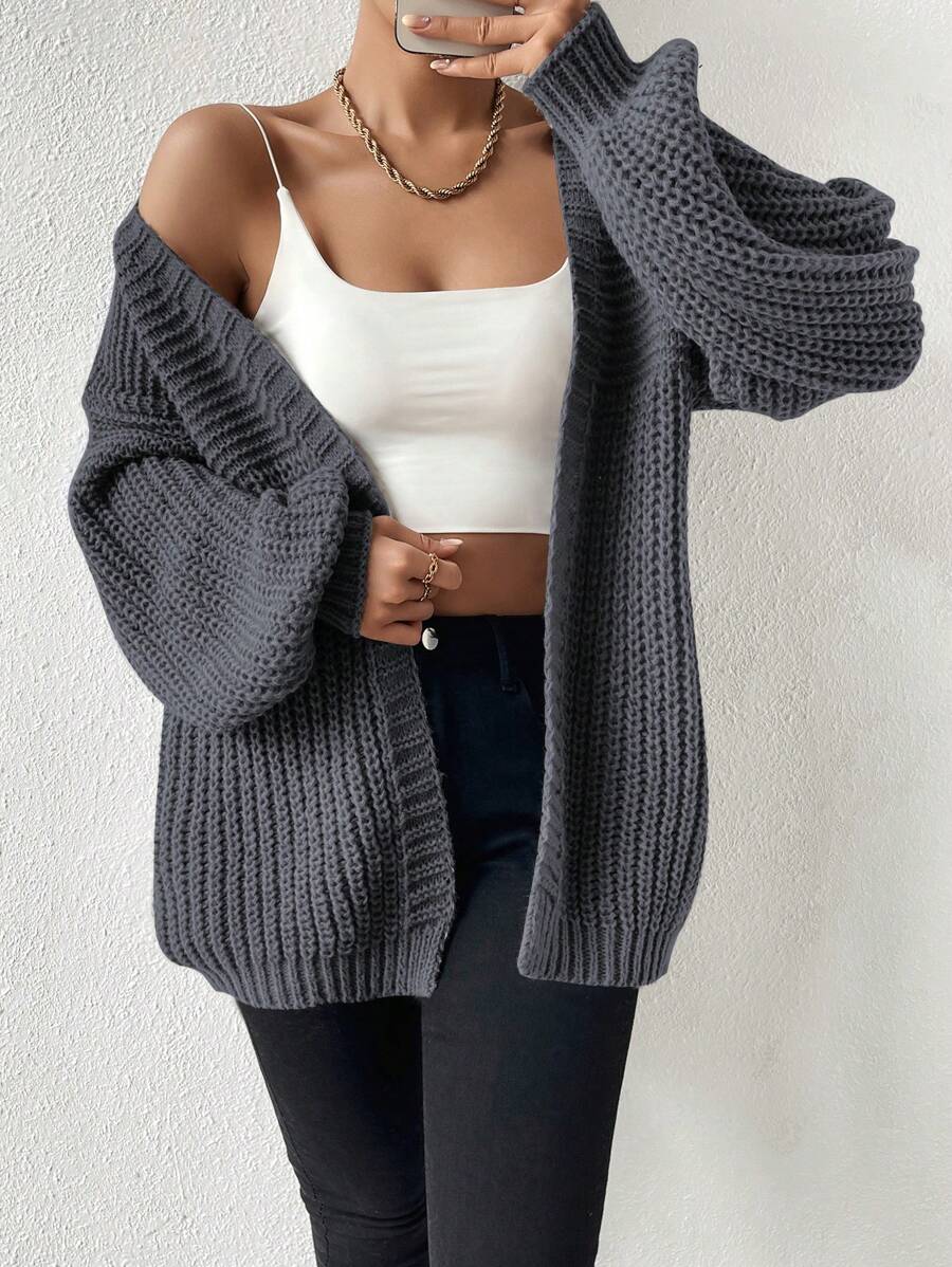 Margot | Chunky-Knit Open-Front Drop-Shoulder Cardigan