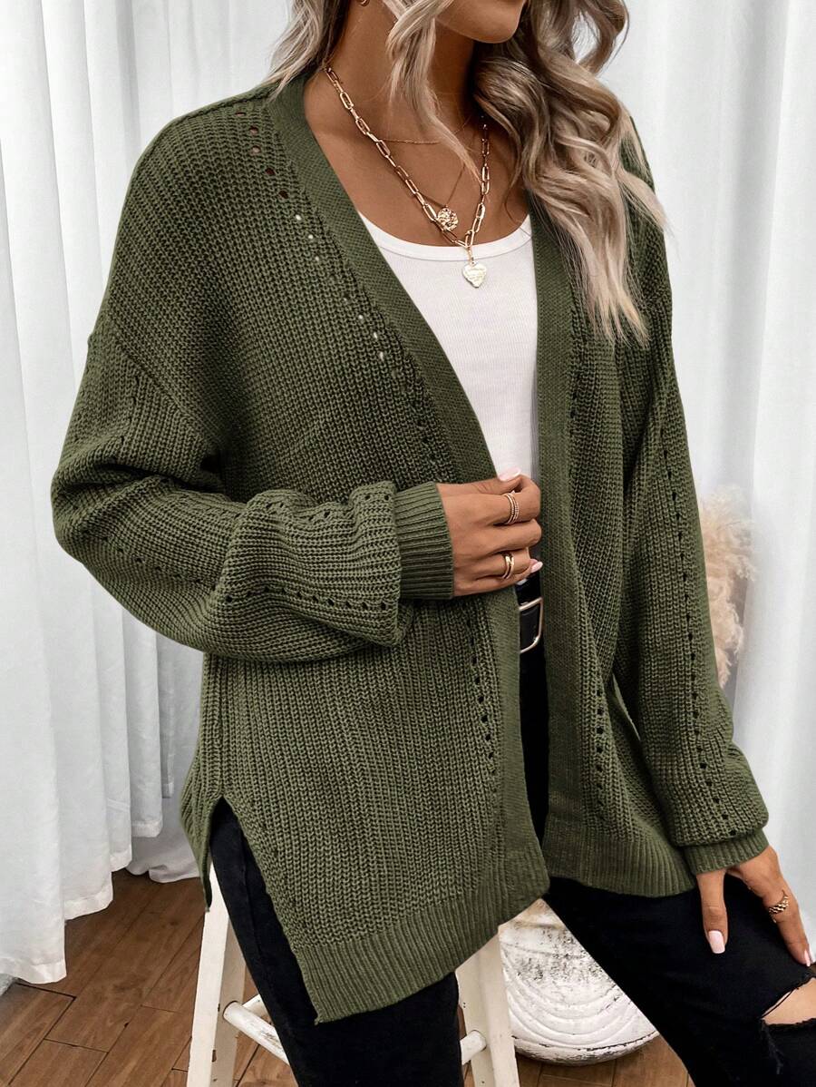 Astrid Pointelle Oversized Open Front Layered Cardigan - view 4