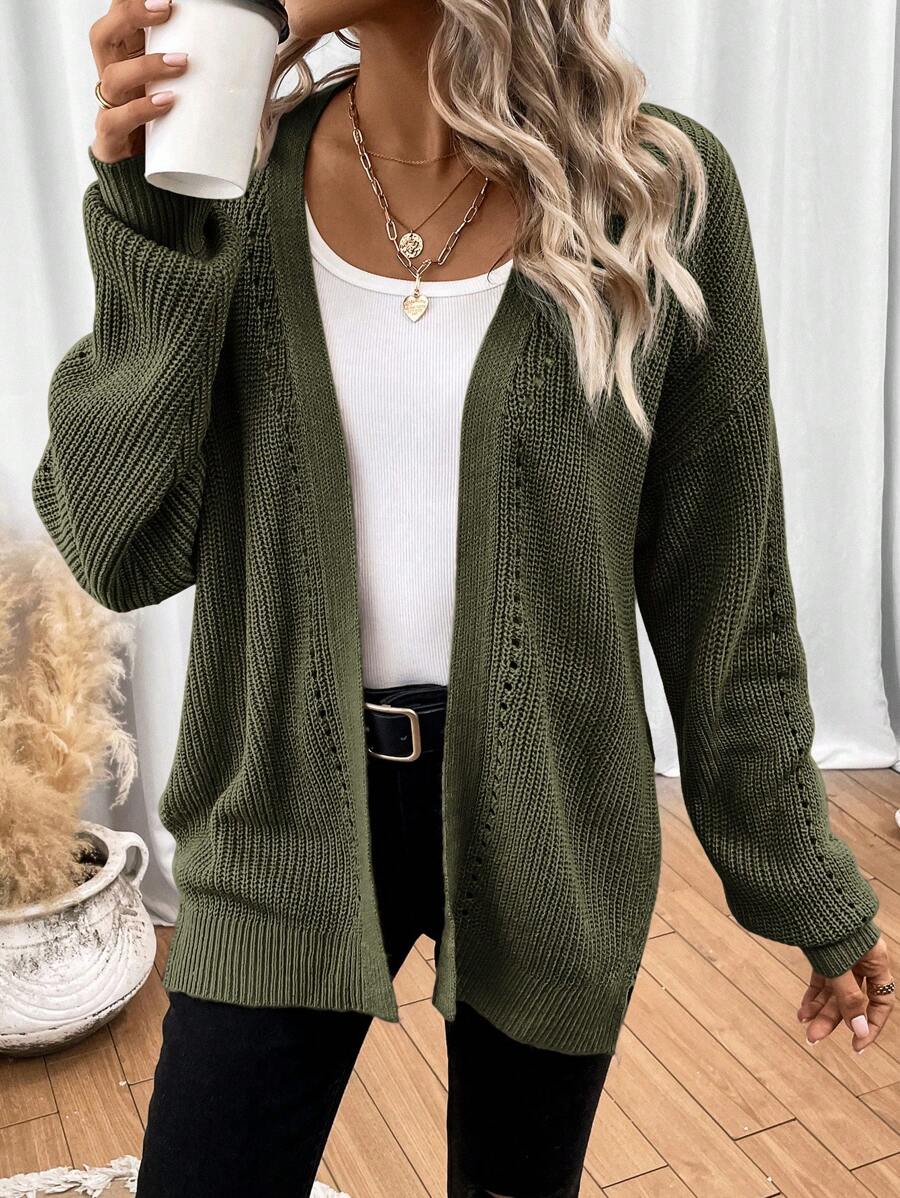 Astrid Pointelle Oversized Open Front Layered Cardigan - view 5