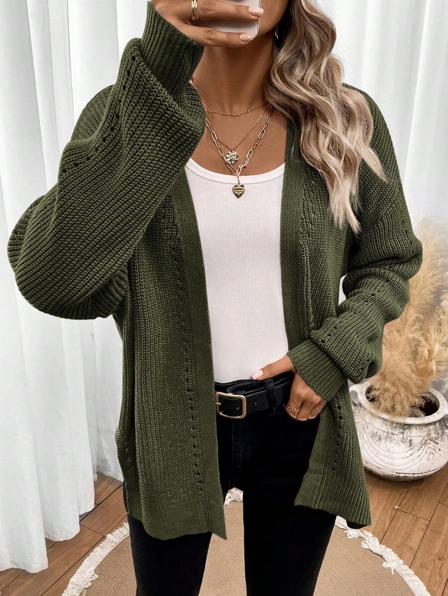 Astrid Pointelle Oversized Open Front Layered Cardigan - view 6