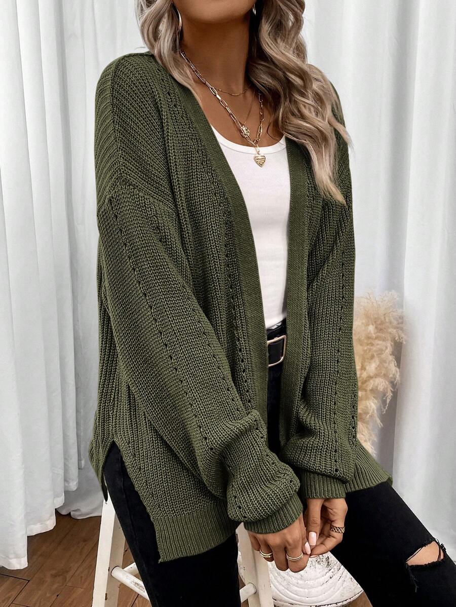 Astrid Pointelle Oversized Open Front Layered Cardigan - view 7