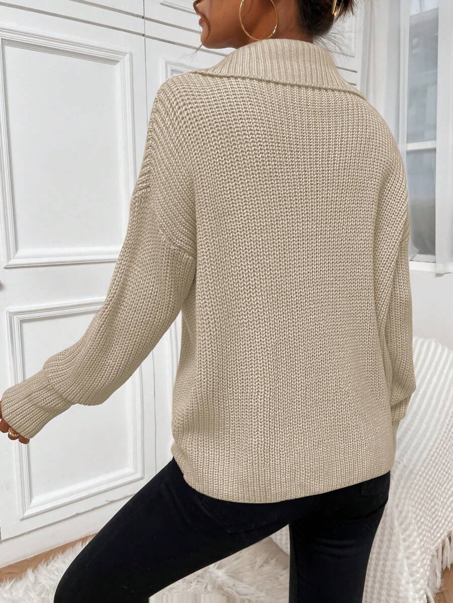 Harper Ribbed Half Zip Drop Shoulder Sweater - view 5