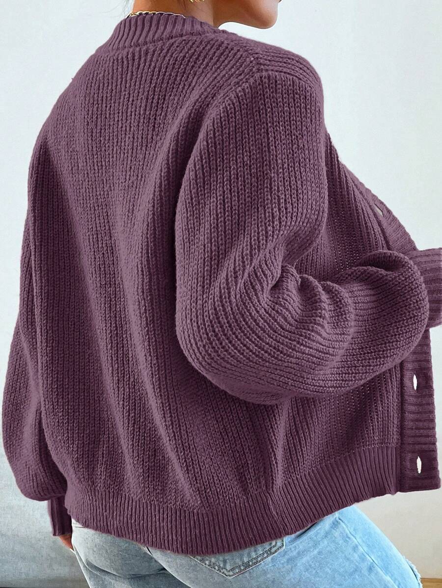 Celeste | Ribbed Knit V-Neck Button-Front Cardigan
