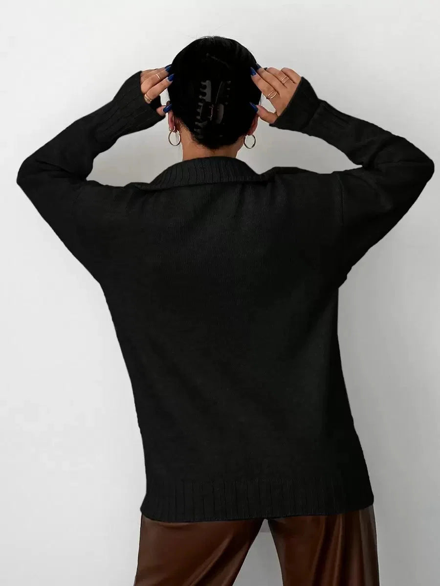 Chloe Half Zip Drop Shoulder Collared Sweater - view 2