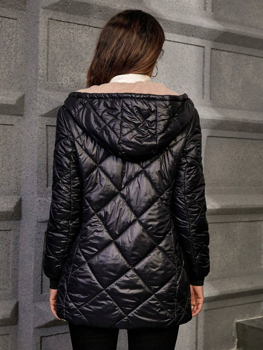 Mira Diamond Quilted Hooded Puffer Jacket - view 2