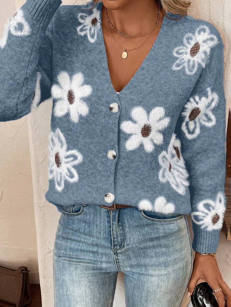 Chiara Floral Print Button Front Cardigan - view 3