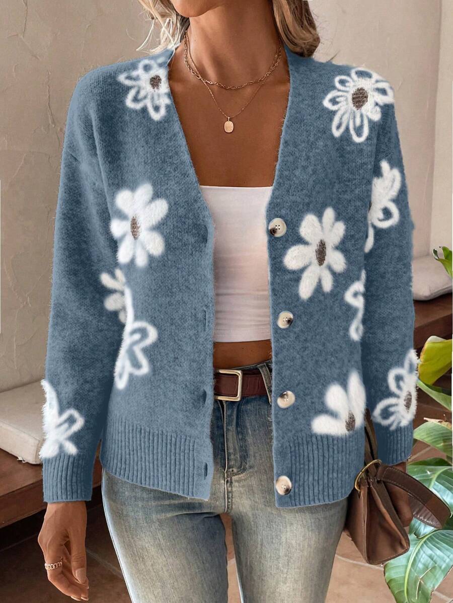 Chiara Floral Print Button Front Cardigan - view 5