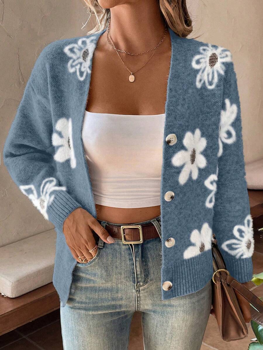 Chiara Floral Print Button Front Cardigan - view 6