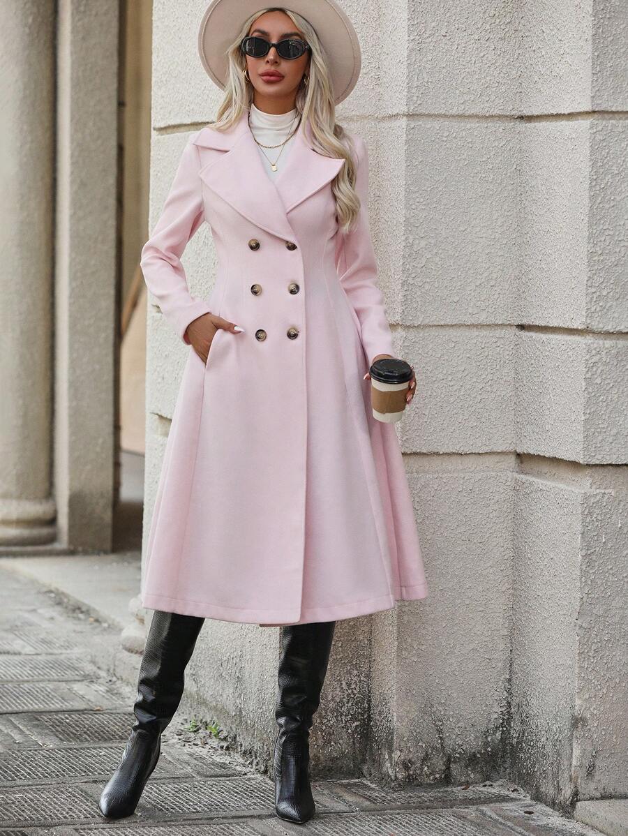 Robin Flared Double Breasted Notch Lapel Overcoat - view 4