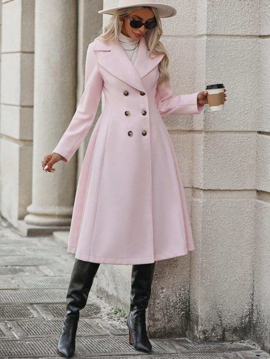 Robin Flared Double Breasted Notch Lapel Overcoat - view 5