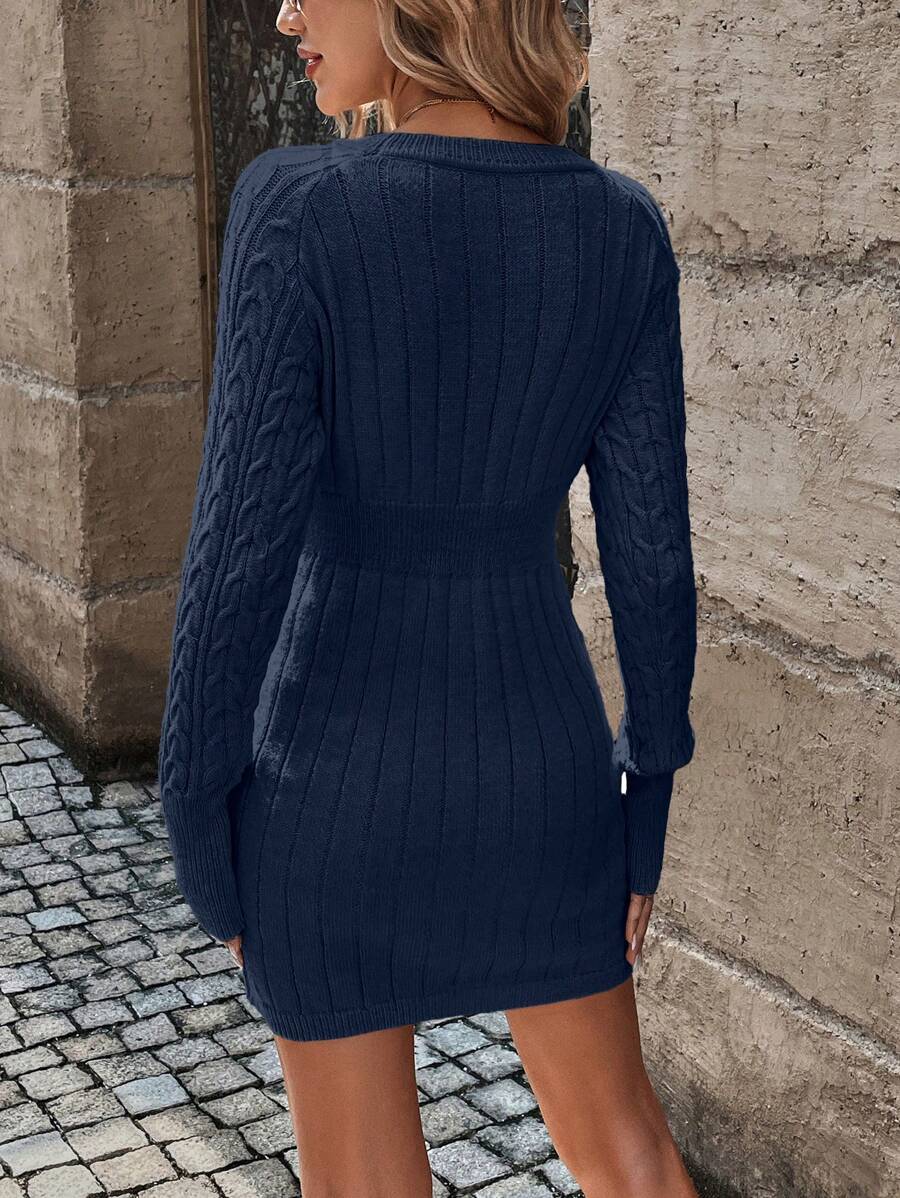 Blair Cable Knit Ribbed Sweater Dress - view 10