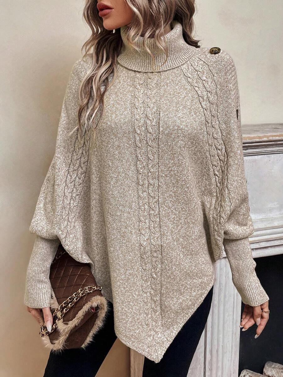 Elena Cable Knit Batwing Sleeve Sweater - view 3
