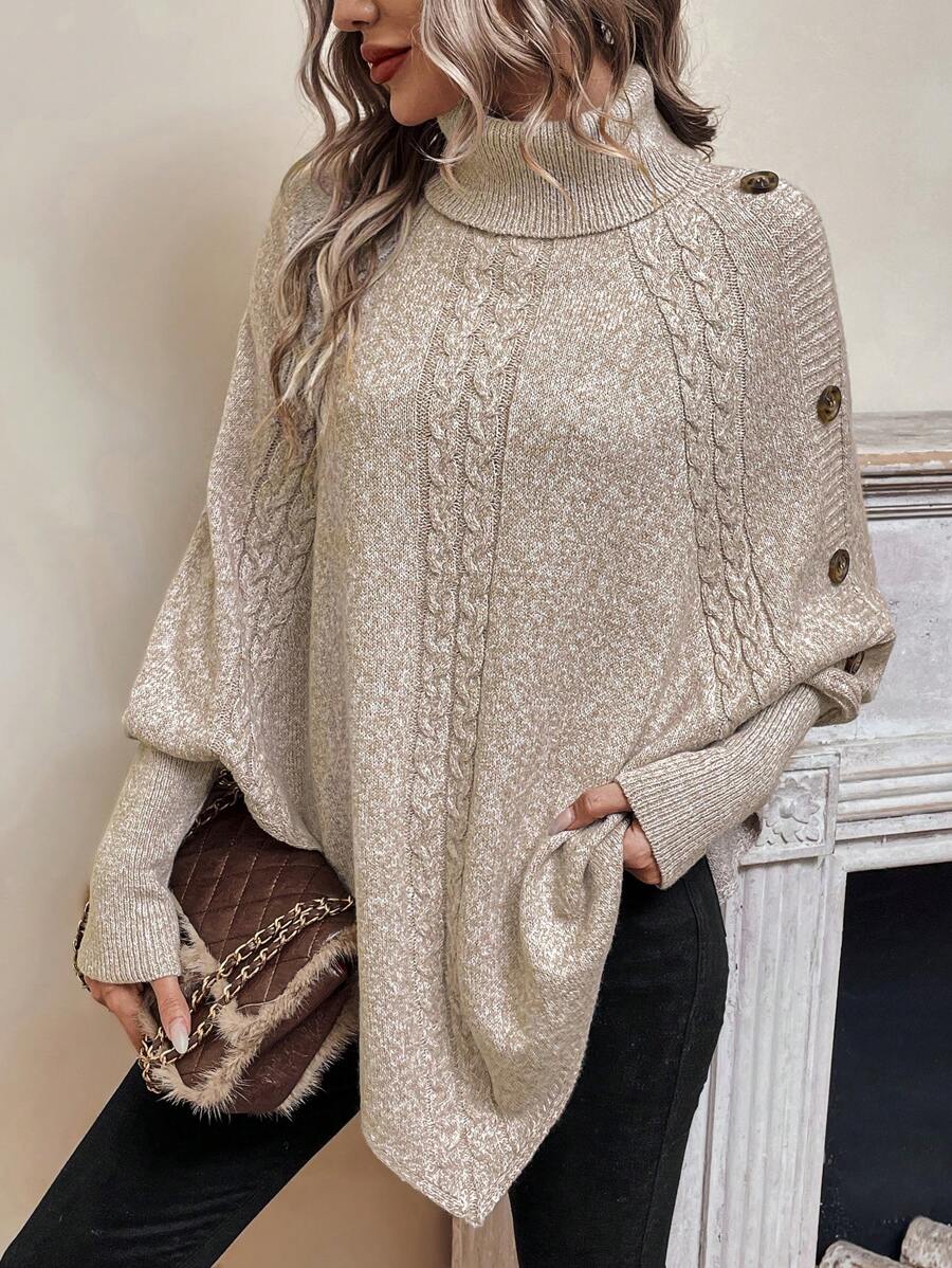 Elena Cable Knit Batwing Sleeve Sweater - view 4