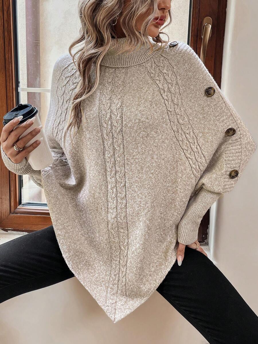 Elena Cable Knit Batwing Sleeve Sweater - view 5