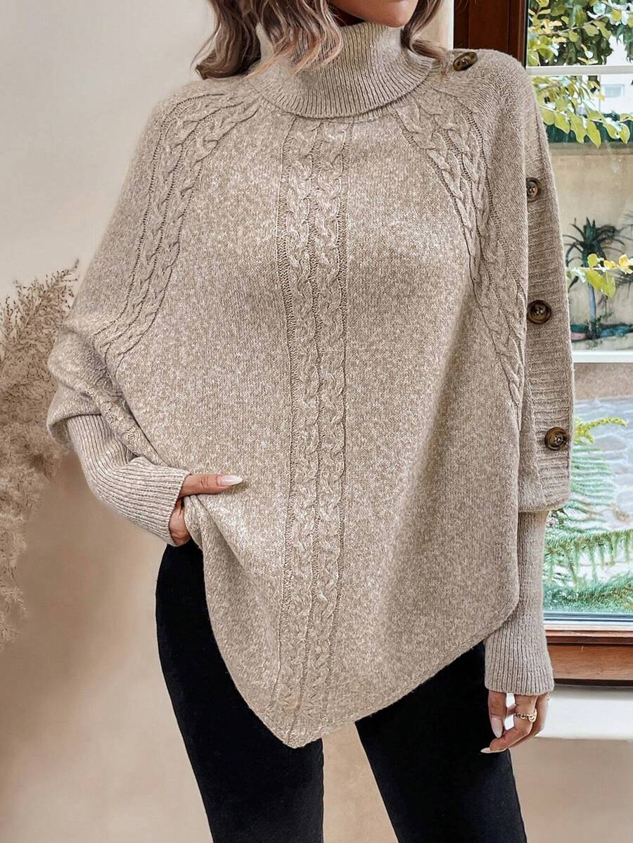 Elena Cable Knit Batwing Sleeve Sweater - view 6