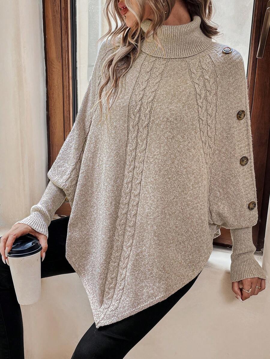 Elena Cable Knit Batwing Sleeve Sweater - view 7