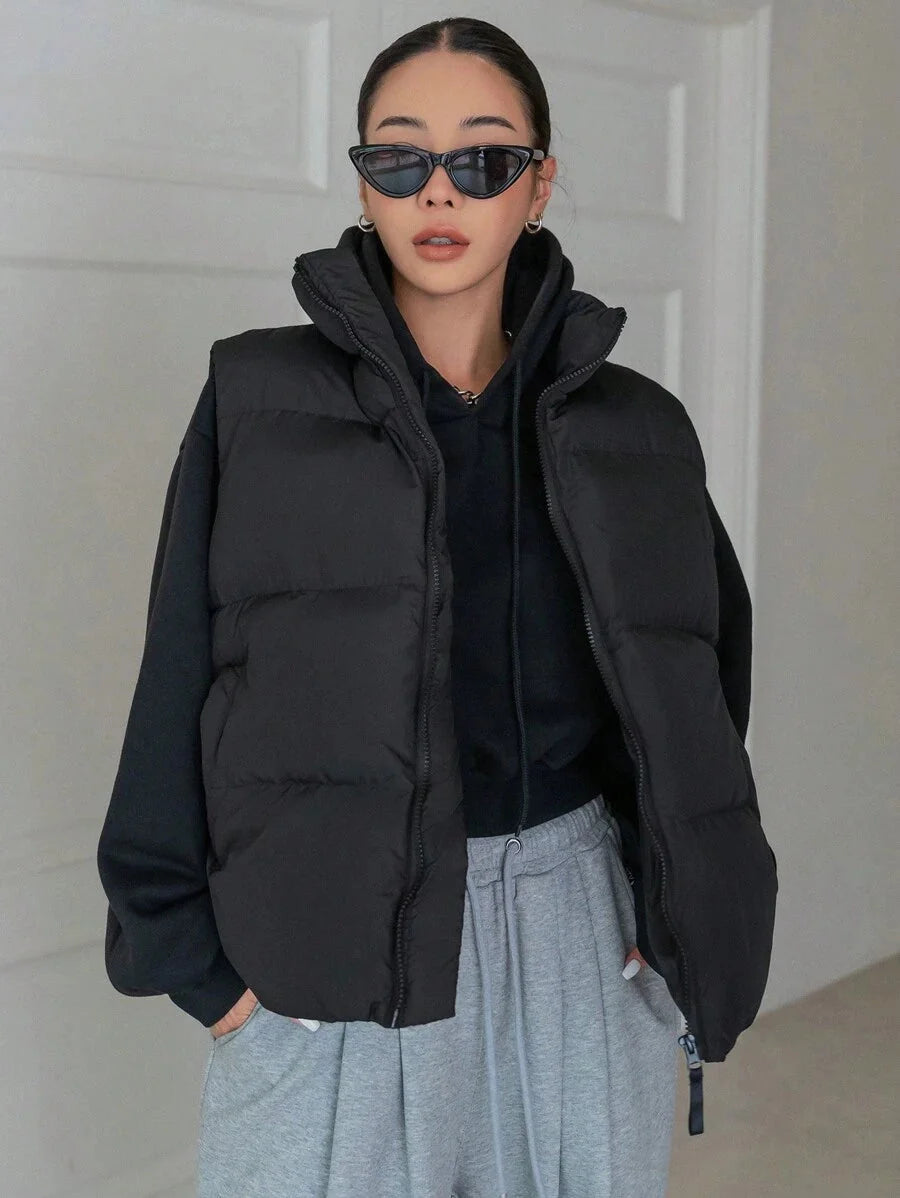 Astrid Padded Zip Front Turtleneck Puffer Jacket - front view