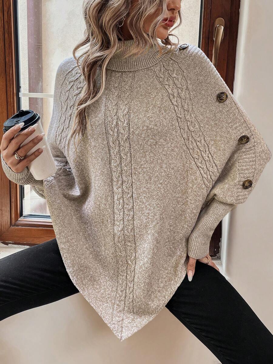 Elena Cable Knit Batwing Sleeve Sweater - view 8