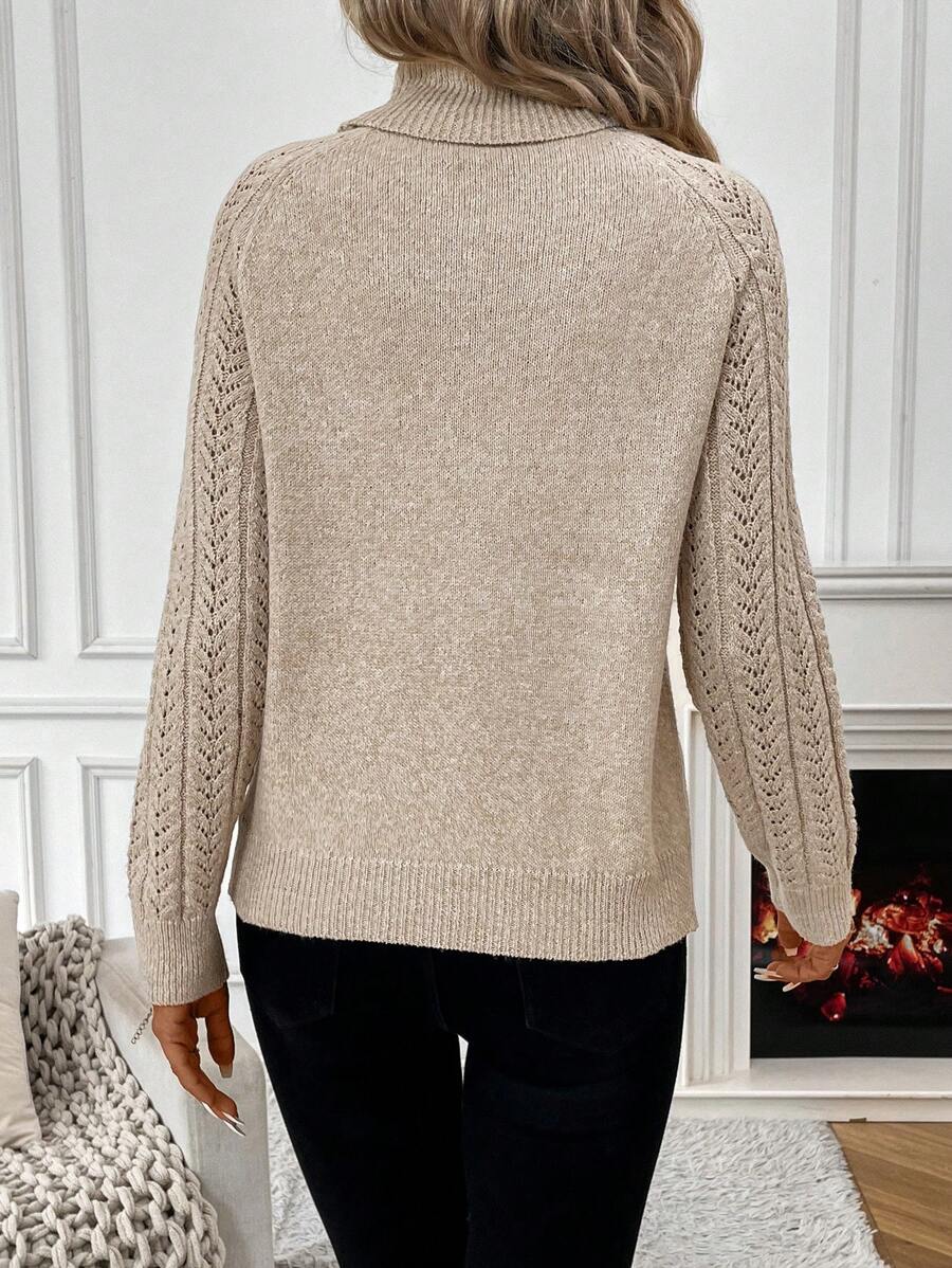 Frida Pointelle Turtleneck Raglan Sleeve Sweater - view 2
