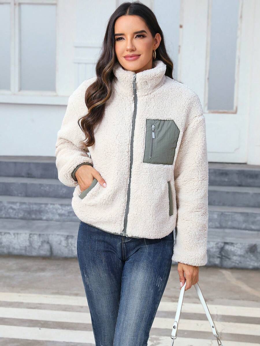 Elsa Contrast Panel Zip Front Puffer Jacket - view 7