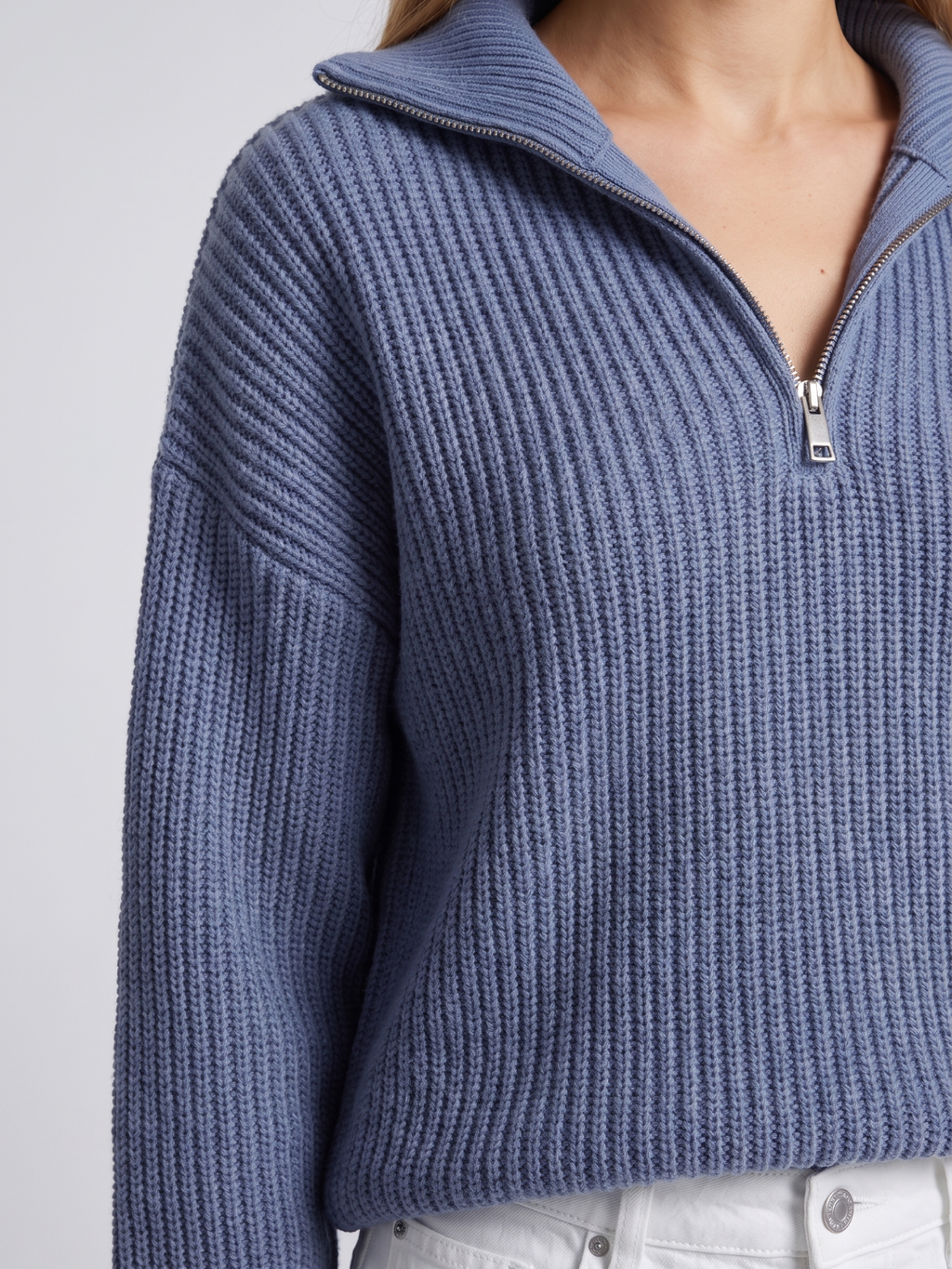 Alba Half Zip Ribbed Funnel Neck Sweater - view 7