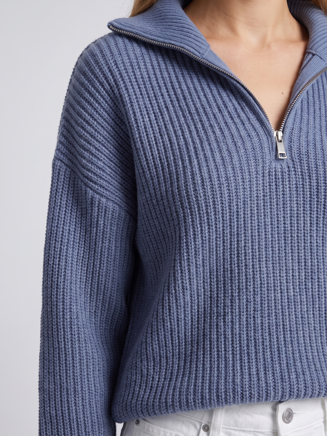 Alba Half Zip Ribbed Funnel Neck Sweater - view 7