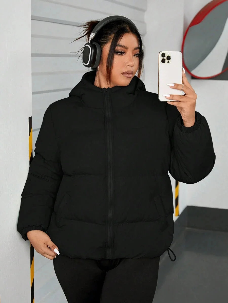 Talia Hooded Drawstring Hem Puffer Jacket - view 2