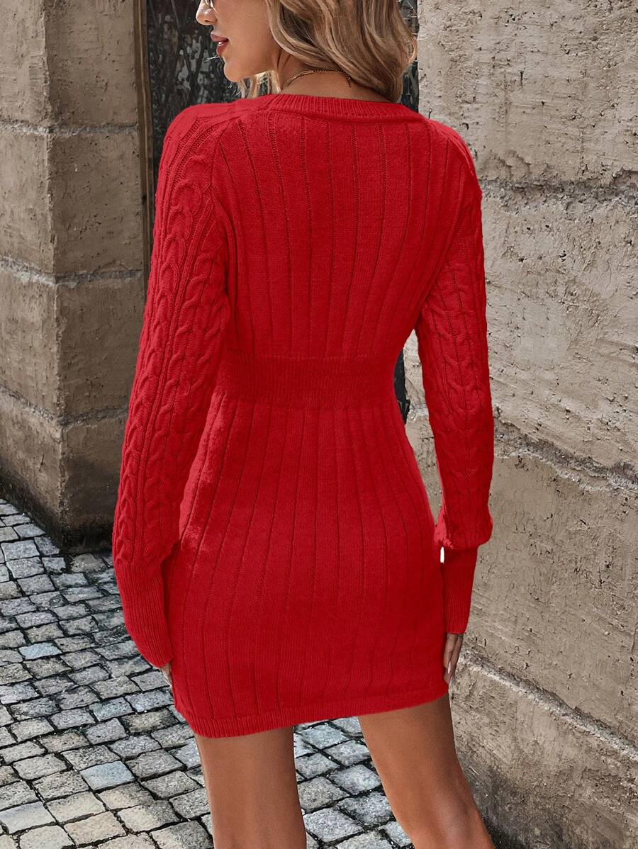 Blair Cable Knit Ribbed Sweater Dress - view 13