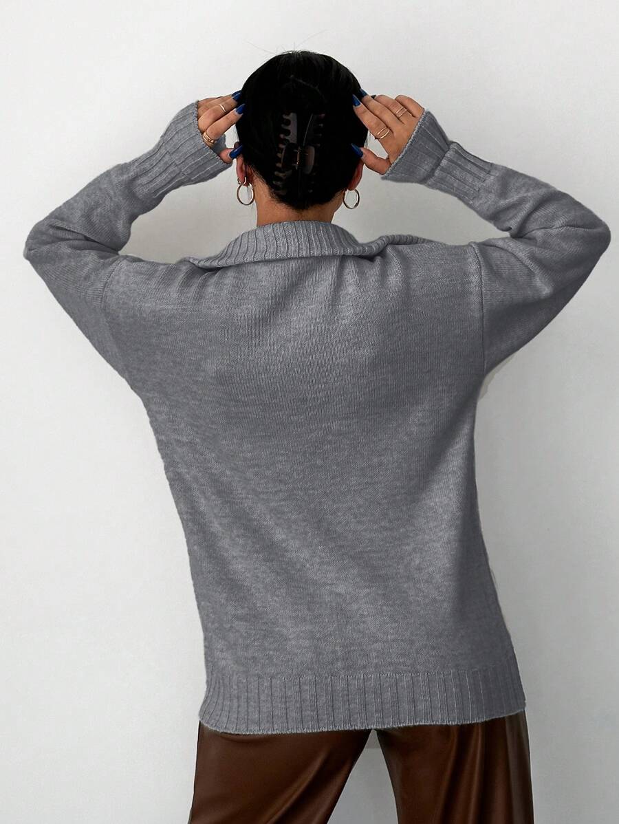 Chloe Half Zip Drop Shoulder Collared Sweater - view 10
