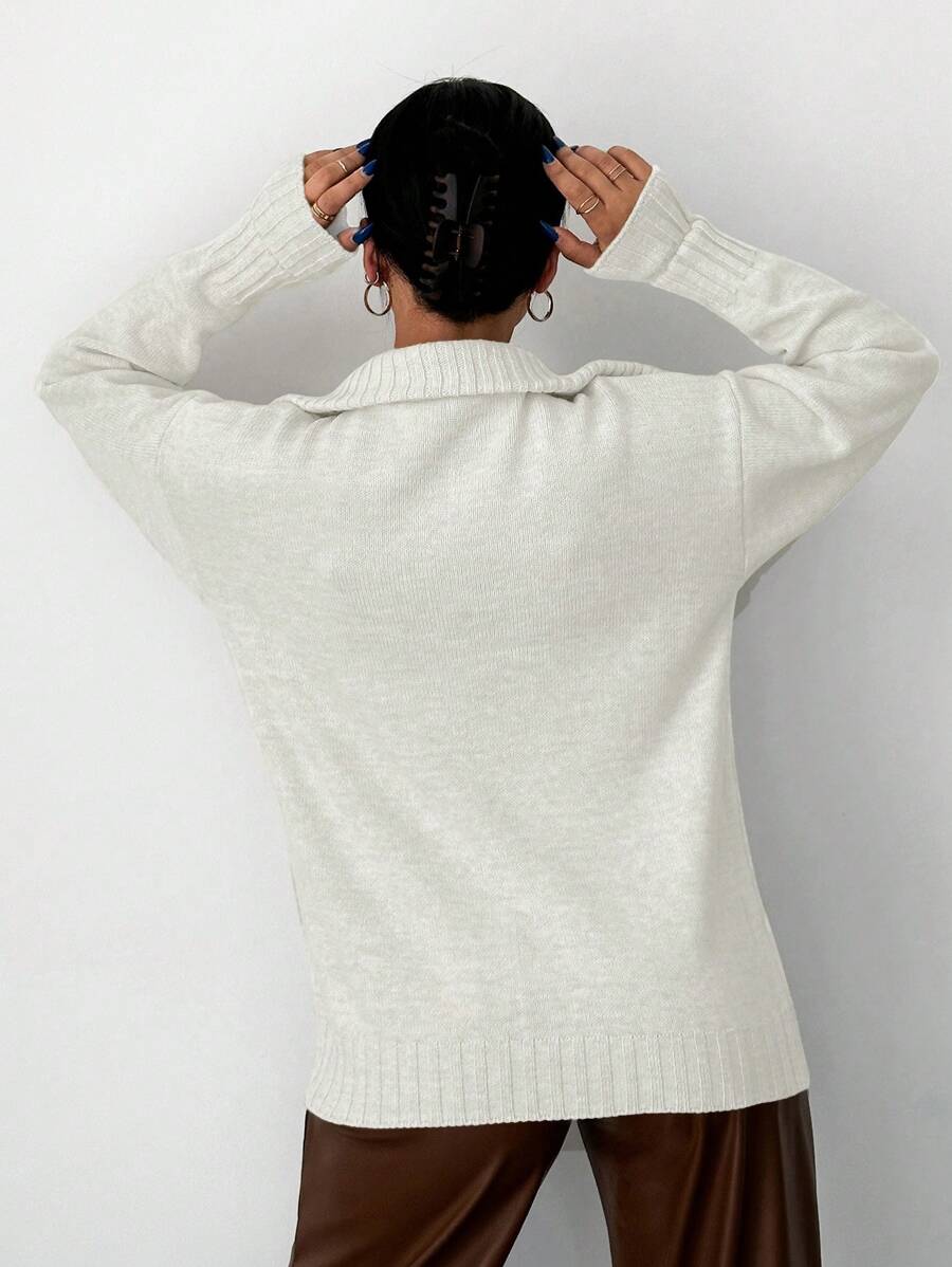 Chloe Half Zip Drop Shoulder Collared Sweater - view 8