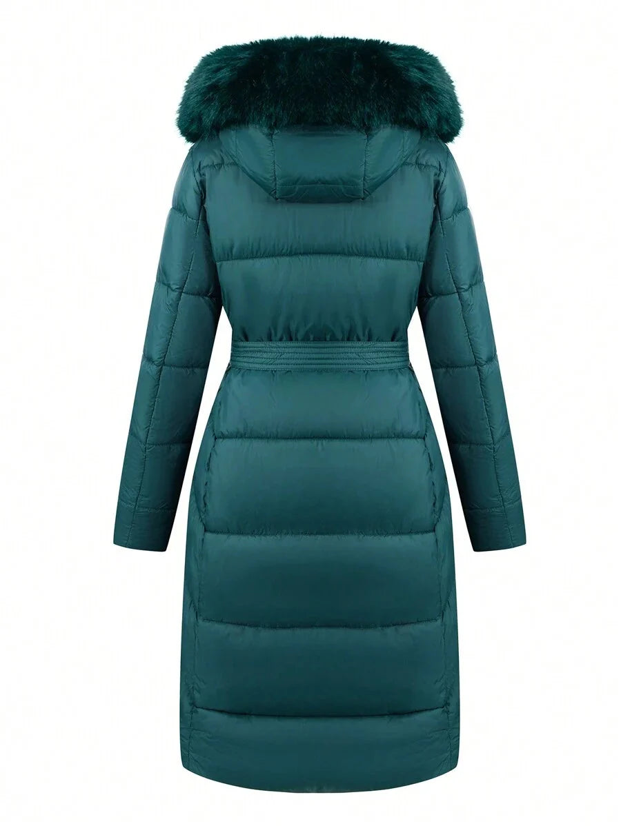 Amira Belted Longline Hooded Puffer Jacket - view 2