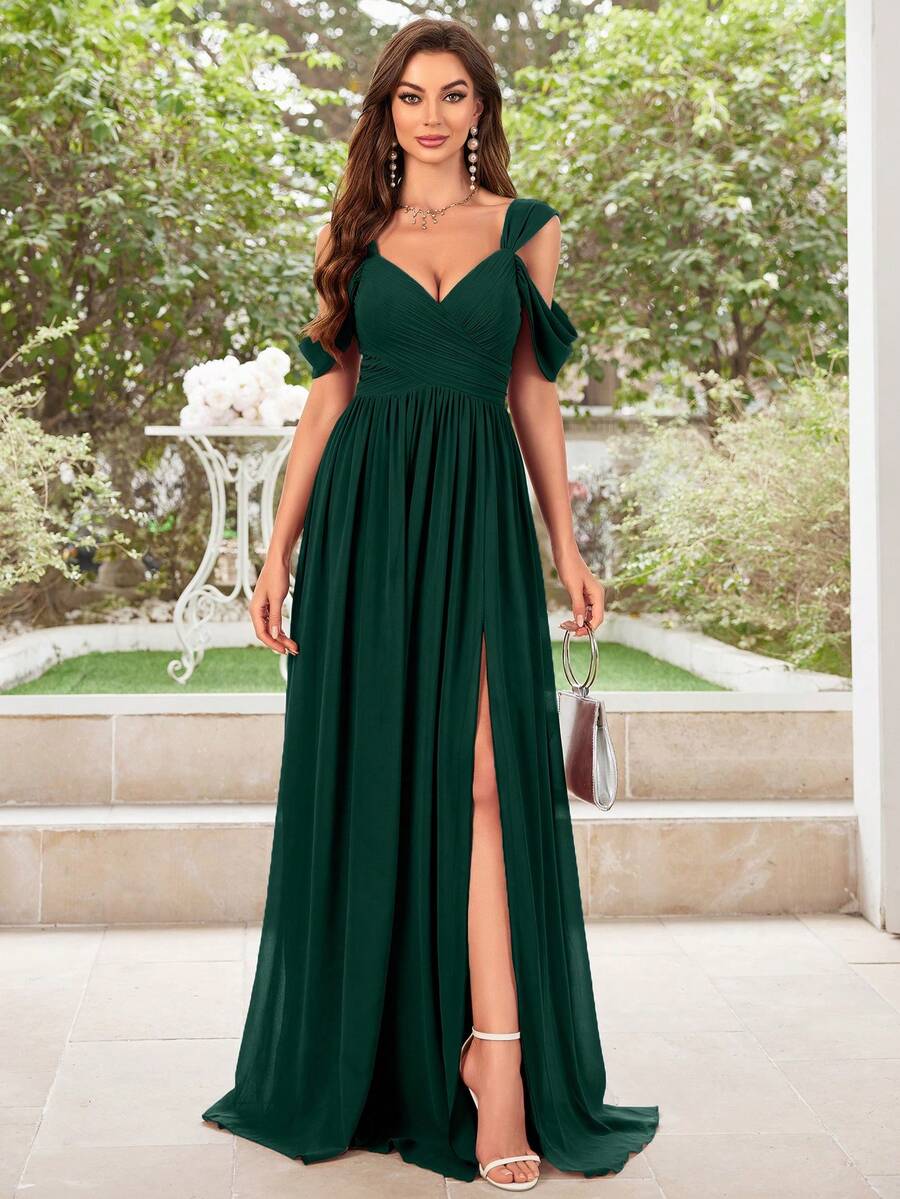 Abigail Cold Shoulder Split Hem Maxi Dress - view 3