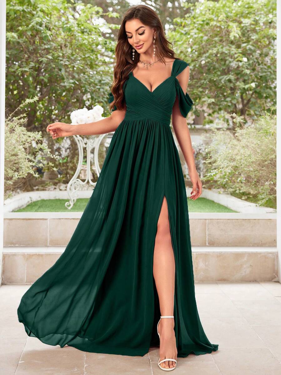 Abigail Cold Shoulder Split Hem Maxi Dress - view 6