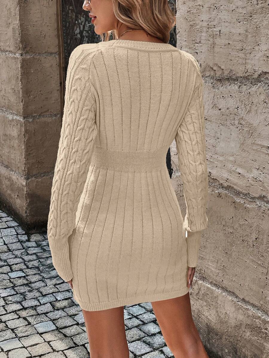 Blair Cable Knit Ribbed Sweater Dress - view 16