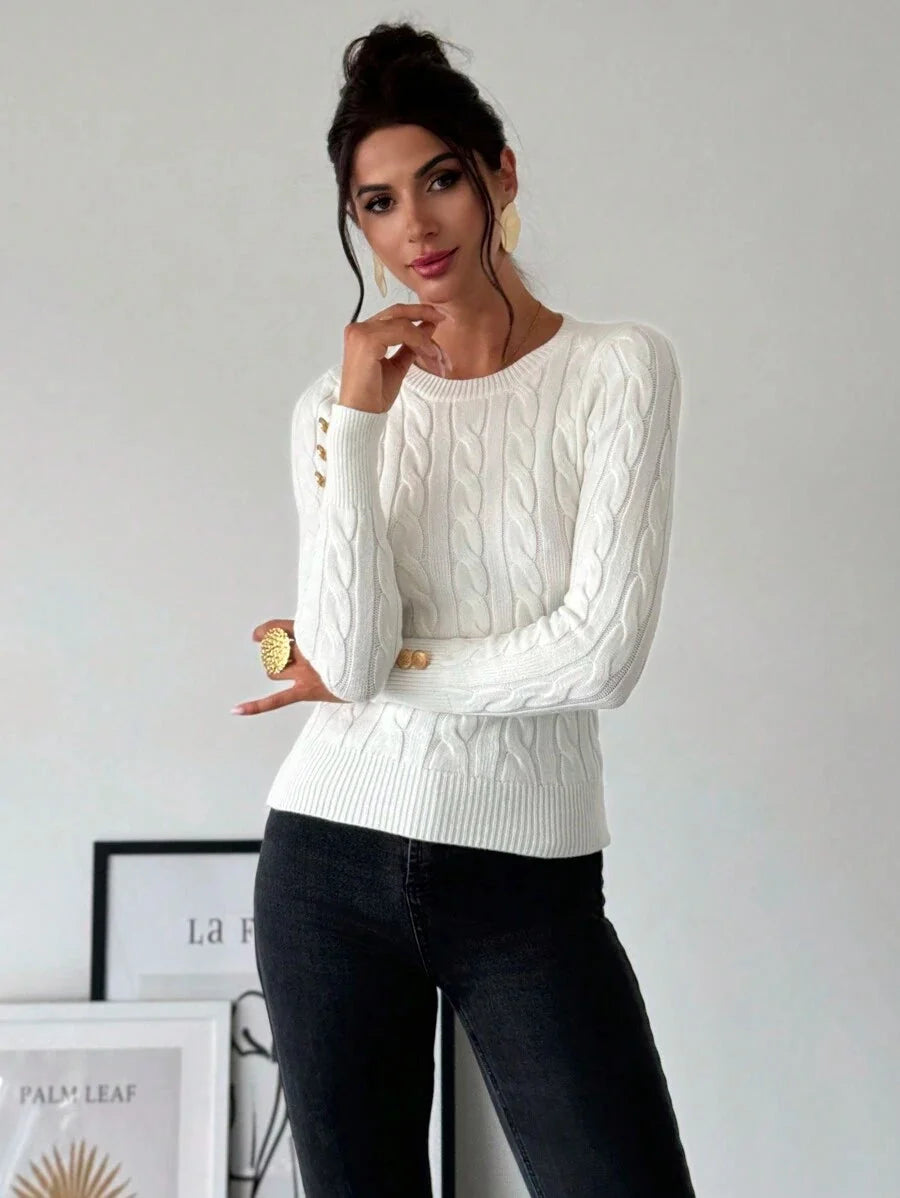 Tabitha Cable Knit Round Neck Sweater - view 5