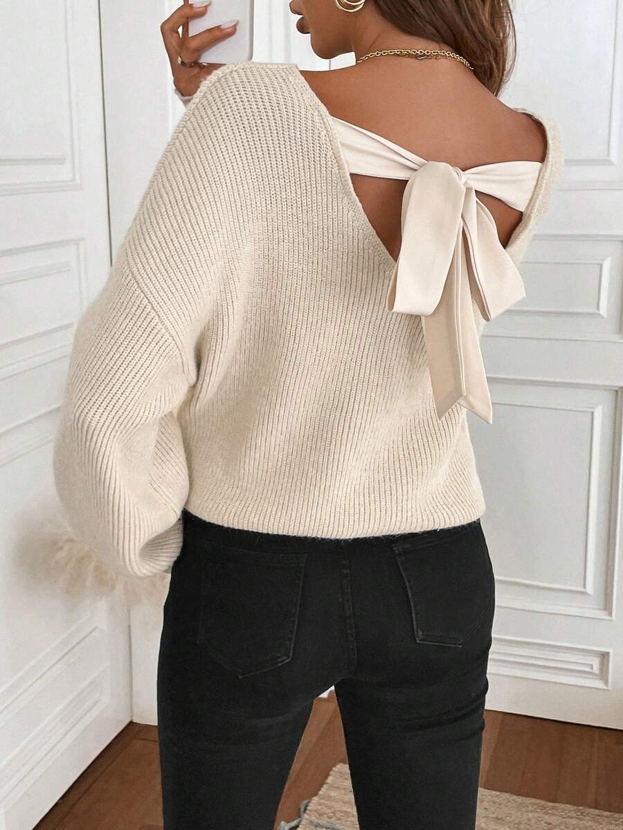 Ines Round Neck Open Back Sweater - view 8