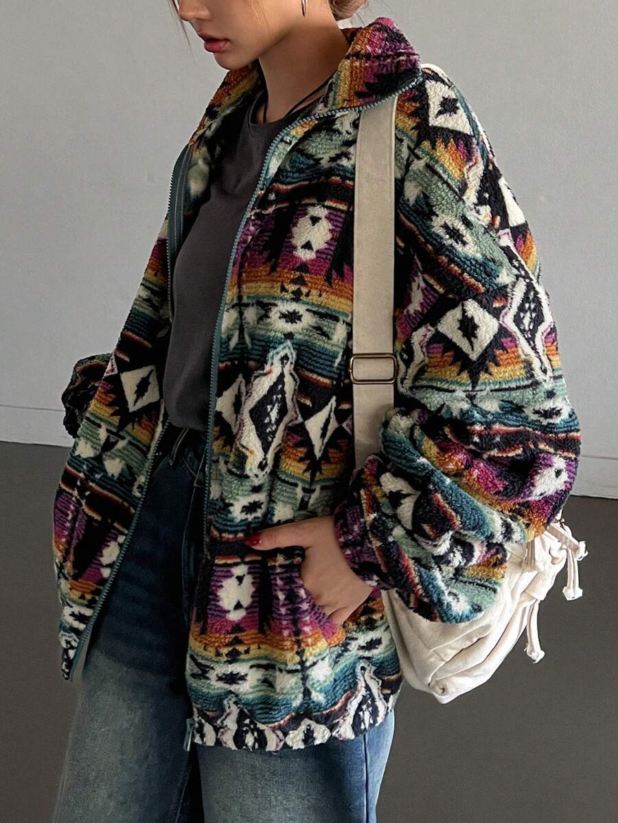 Lena Oversized Aztec Print Jacket - view 2