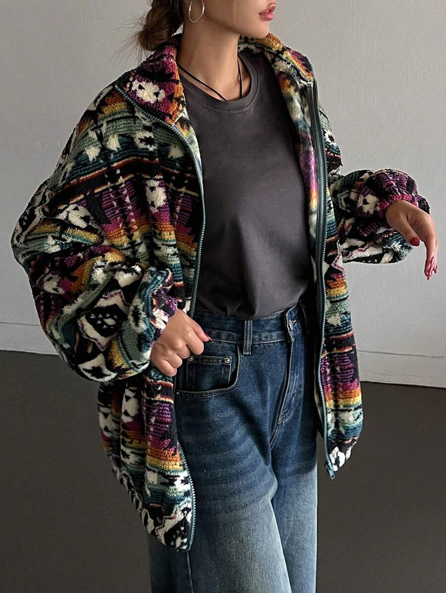 Lena Oversized Aztec Print Jacket - view 3
