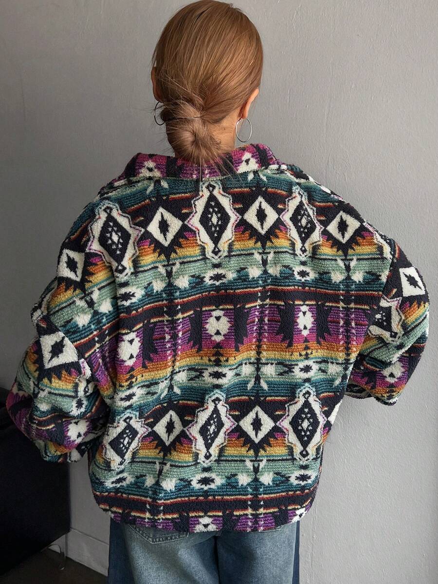 Lena Oversized Aztec Print Jacket - view 4