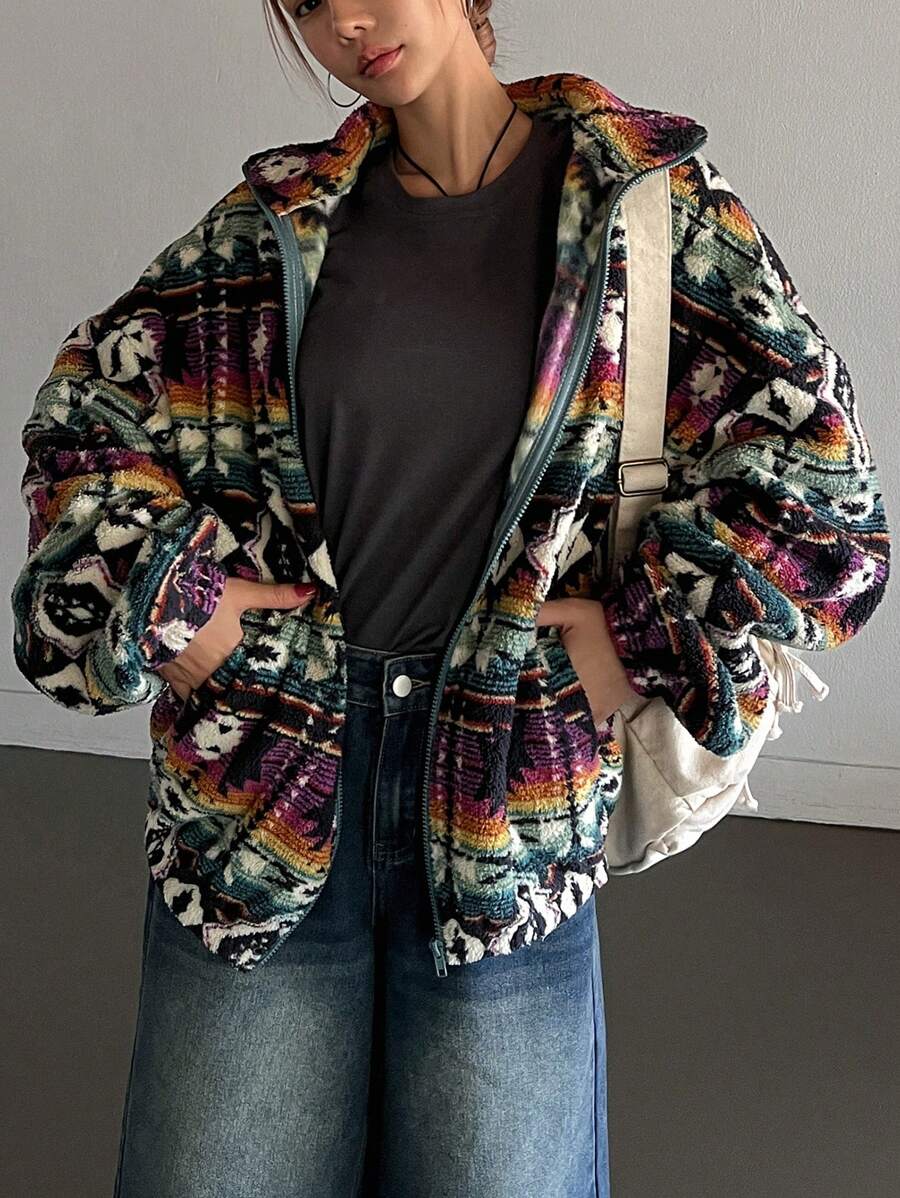 Lena Oversized Aztec Print Jacket - view 5