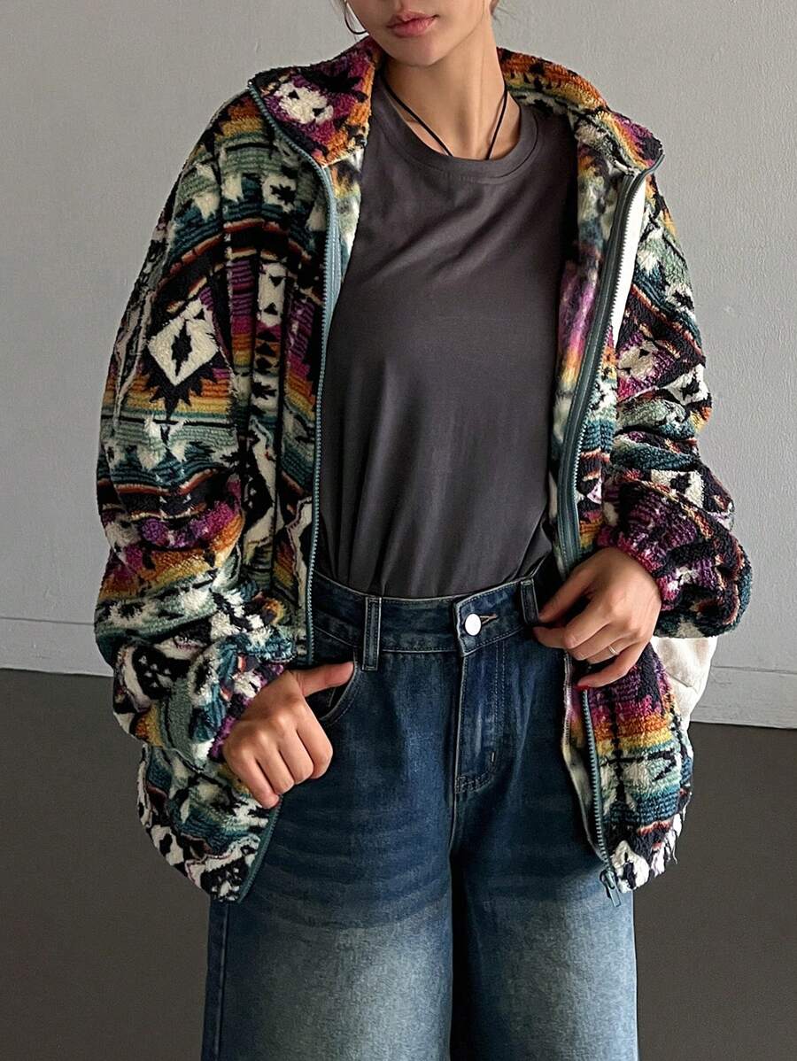 Lena Oversized Aztec Print Jacket - view 6