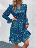 Mia Long Sleeve Floral Print Mini Dress - front view