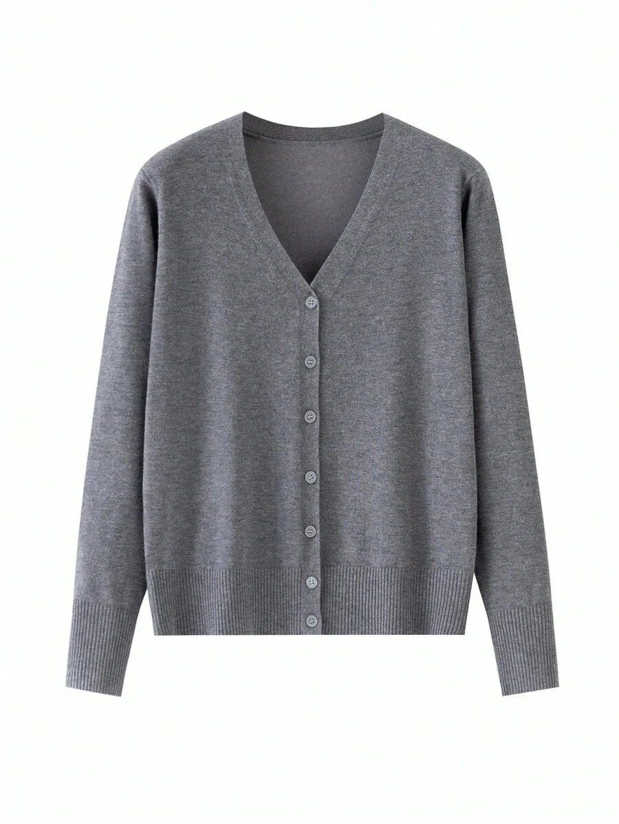 Ida Ribbed Button Front V Neck Cardigan - view 8