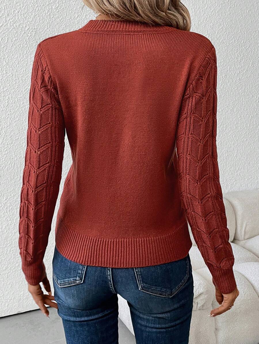 Marie Cable Knit V Neck Sweater - view 2