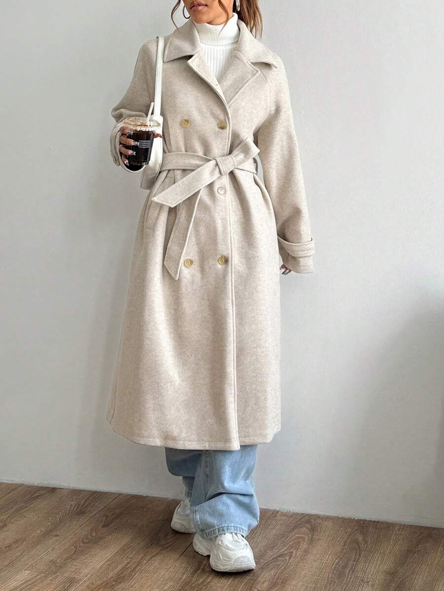 Indie Belted Collared Loose Fit Longline Overcoat - view 4
