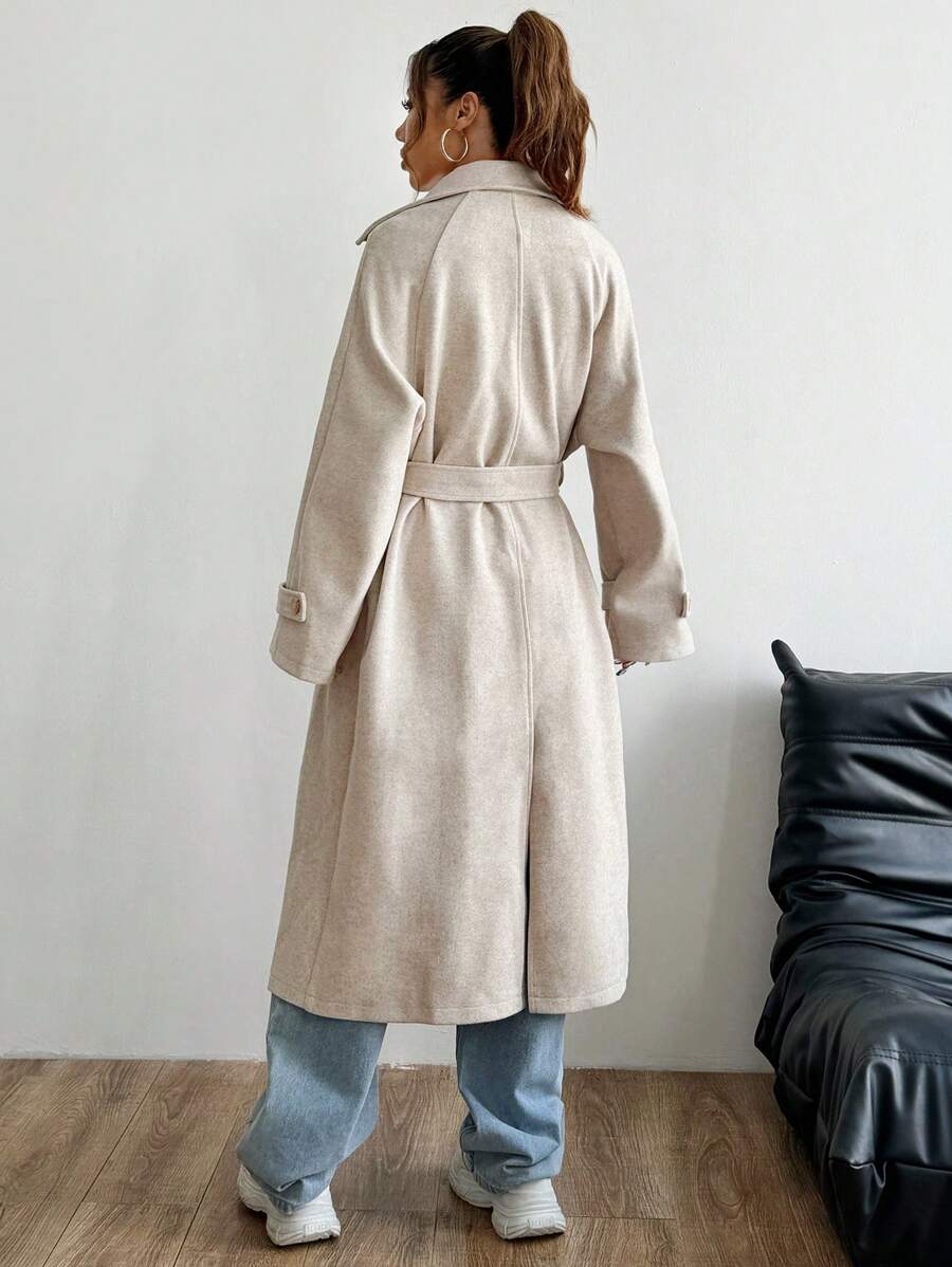 Indie Belted Collared Loose Fit Longline Overcoat - view 2