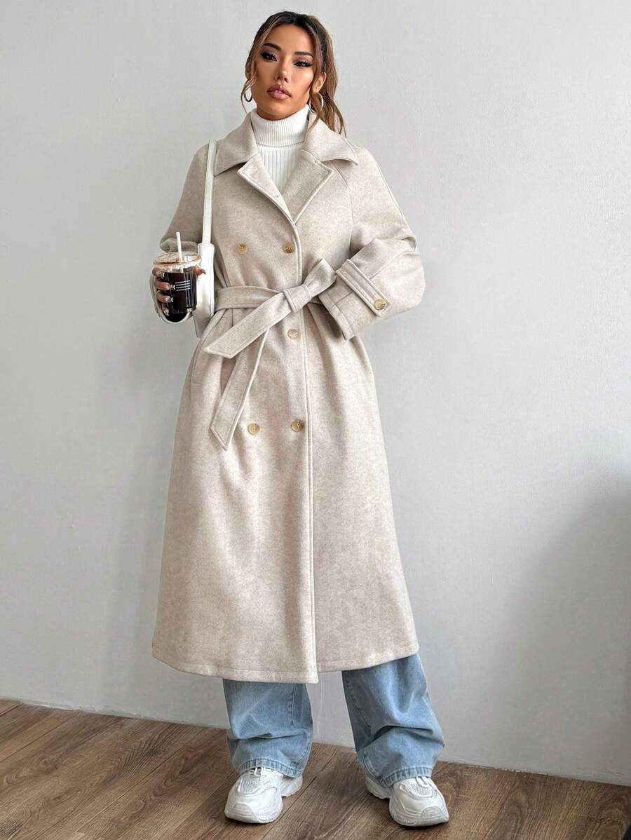 Indie Belted Collared Loose Fit Longline Overcoat - view 3